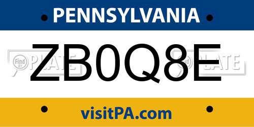 ZB0Q8E Pennsylvania License Plate