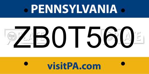 ZB0T560 Pennsylvania License Plate