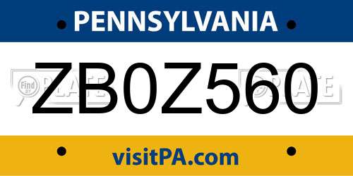 ZB0Z560 Pennsylvania License Plate