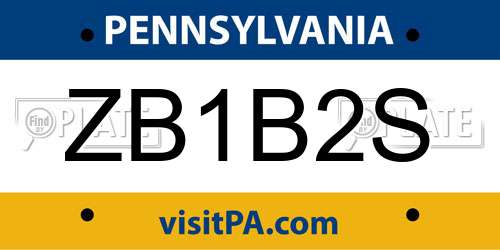 ZB1B2S Pennsylvania License Plate