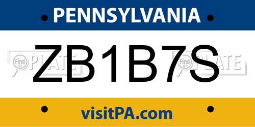 ZB1B7S Pennsylvania License Plate