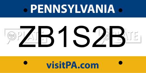 ZB1S2B Pennsylvania License Plate