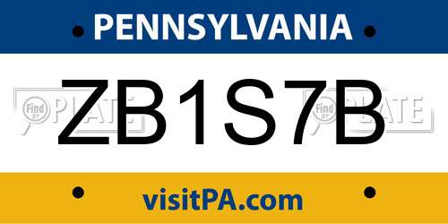 ZB1S7B Pennsylvania License Plate