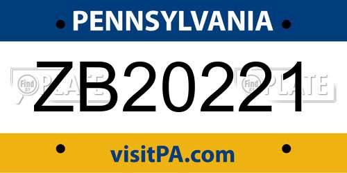 ZB20221 Pennsylvania License Plate