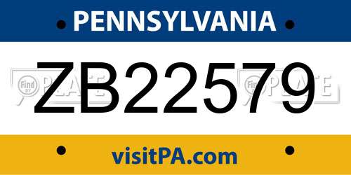 ZB22579 Pennsylvania License Plate