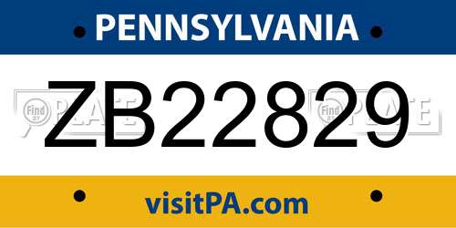 ZB22829 Pennsylvania License Plate