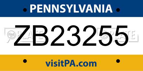 ZB23255 Pennsylvania License Plate