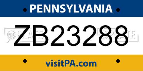ZB23288 Pennsylvania License Plate