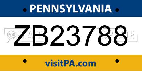 ZB23788 Pennsylvania License Plate