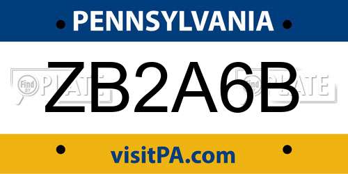 ZB2A6B Pennsylvania License Plate