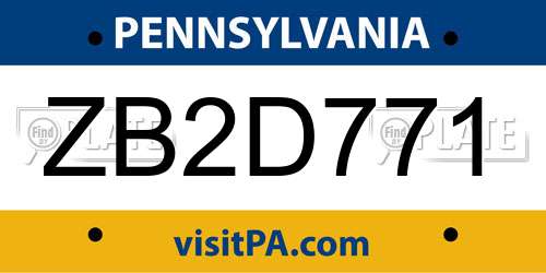 ZB2D771 Pennsylvania License Plate