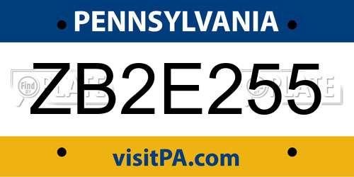 ZB2E255 Pennsylvania License Plate