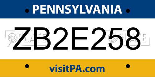 ZB2E258 Pennsylvania License Plate