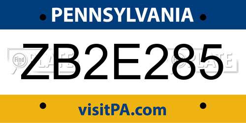ZB2E285 Pennsylvania License Plate