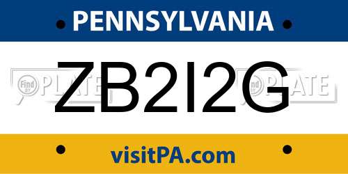 ZB2I2G Pennsylvania License Plate