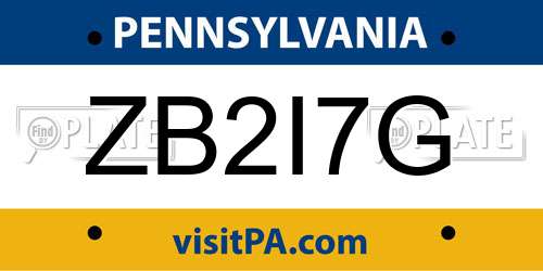ZB2I7G Pennsylvania License Plate