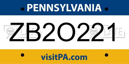 ZB2O221 Pennsylvania License Plate