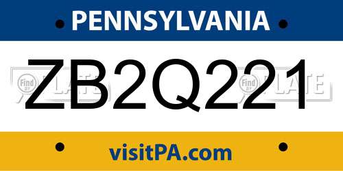 ZB2Q221 Pennsylvania License Plate