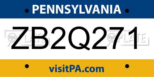 ZB2Q271 Pennsylvania License Plate