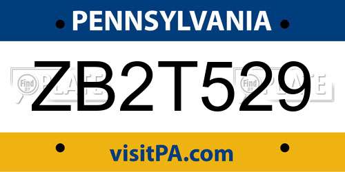 ZB2T529 Pennsylvania License Plate
