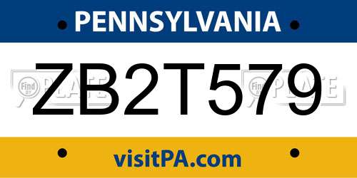 ZB2T579 Pennsylvania License Plate
