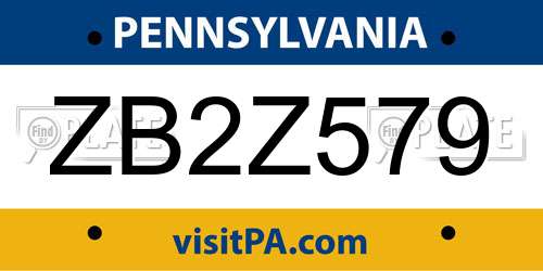ZB2Z579 Pennsylvania License Plate