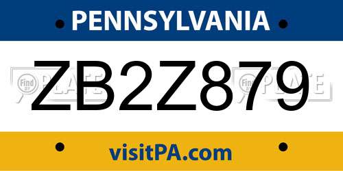 ZB2Z879 Pennsylvania License Plate