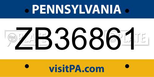 ZB36861 Pennsylvania License Plate
