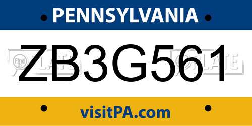 ZB3G561 Pennsylvania License Plate