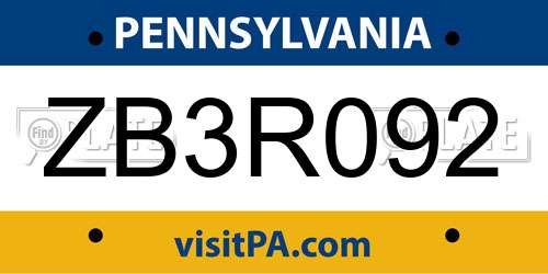 ZB3R092 Pennsylvania License Plate