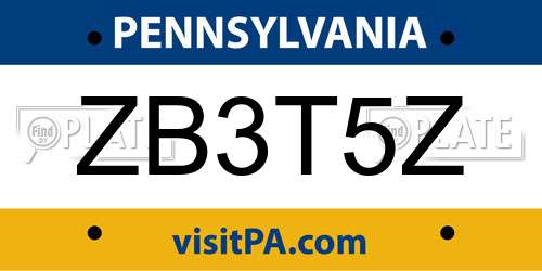 ZB3T5Z Pennsylvania License Plate