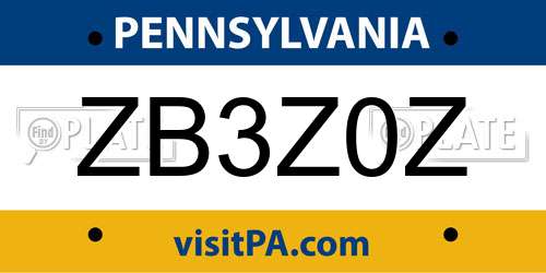 ZB3Z0Z Pennsylvania License Plate