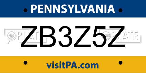 ZB3Z5Z Pennsylvania License Plate