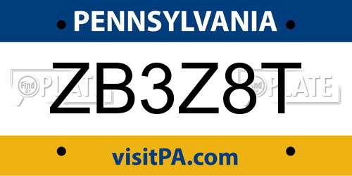 ZB3Z8T Pennsylvania License Plate