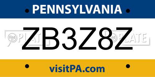 ZB3Z8Z Pennsylvania License Plate