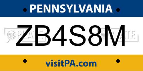 ZB4S8M Pennsylvania License Plate