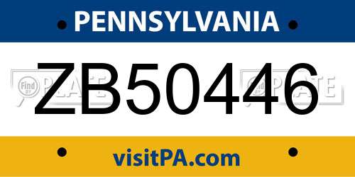 ZB50446 Pennsylvania License Plate