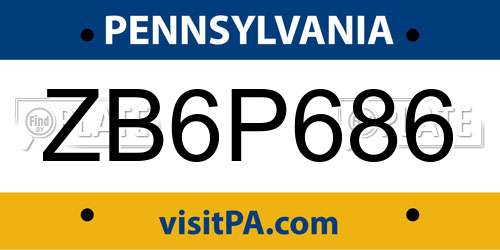 ZB6P686 Pennsylvania License Plate