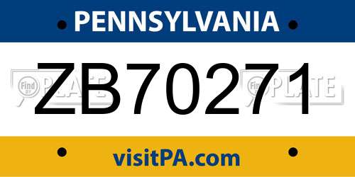 ZB70271 Pennsylvania License Plate