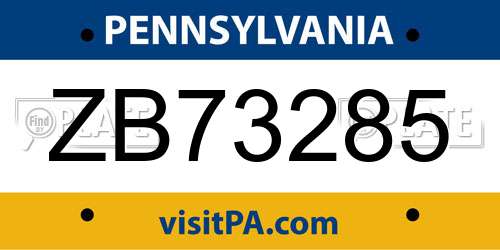 ZB73285 Pennsylvania License Plate