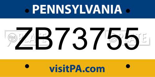 ZB73755 Pennsylvania License Plate