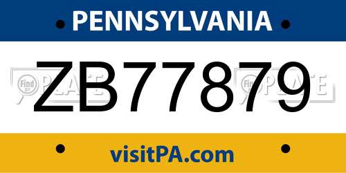 ZB77879 Pennsylvania License Plate