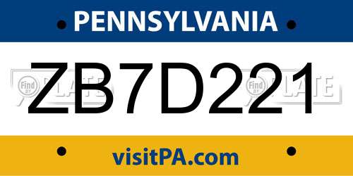 ZB7D221 Pennsylvania License Plate
