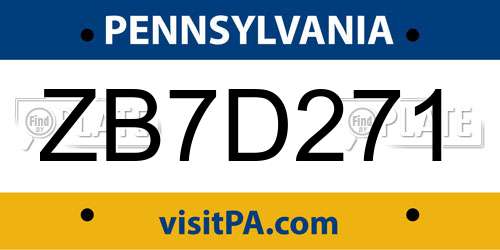 ZB7D271 Pennsylvania License Plate