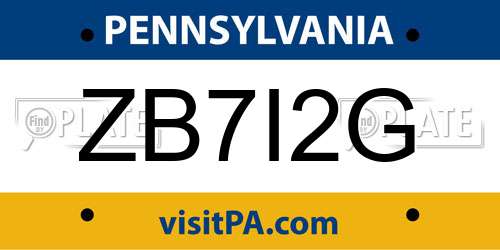 ZB7I2G Pennsylvania License Plate