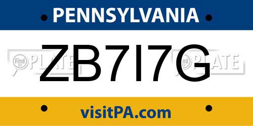 ZB7I7G Pennsylvania License Plate