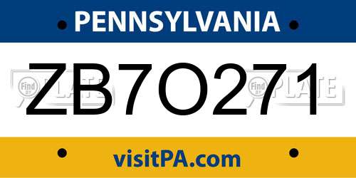 ZB7O271 Pennsylvania License Plate