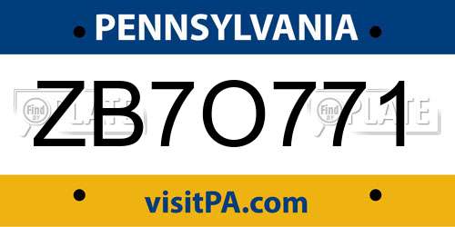ZB7O771 Pennsylvania License Plate