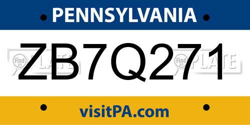 ZB7Q271 Pennsylvania License Plate