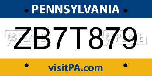 ZB7T879 Pennsylvania License Plate